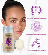 Hair Wax Stick for Flyaways Frizzy Hair, Non-Greasy Edge Control Hair Smoothing Stick, Tame Baby Hairs Broken Hair for Hairline Nape Temples, Natural Hold No White Residue, Portable Mess-Free Hair Styling Wax for Daily Travel