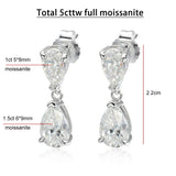 Moissanite waterdrop drop earrings in 925 sterling silver, elegant teardrop jewelry design
