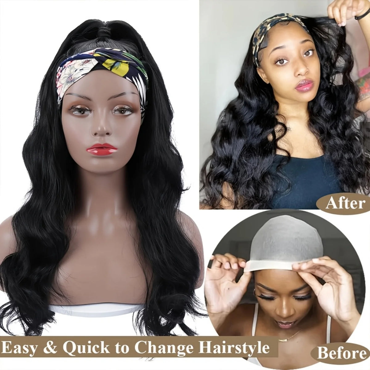 250% density Brazilian human hair headband wig with deep wave curls for Black women, HSF Marketplace