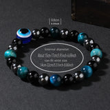 Triple Protection Bracelet, Blue Tigers Eye Black Bile Obsidian Evil Eye Beaded Bracelet, Handmade Stretch Beaded Bracelets