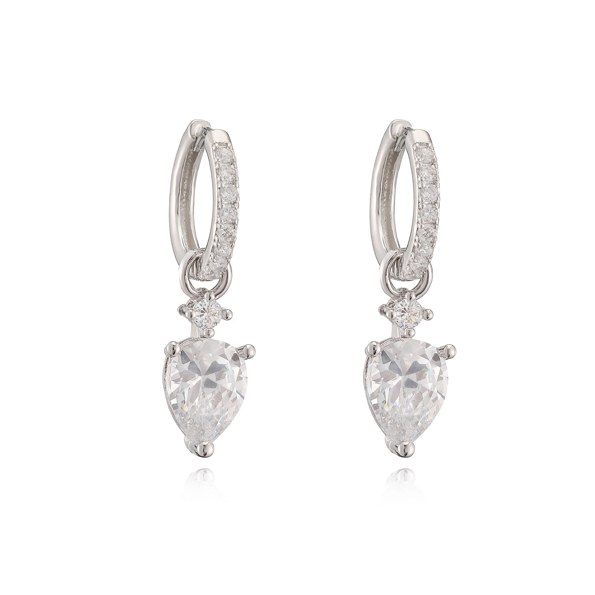 Gold-plated brass teardrop zircon charm hoop earrings for women, elegant evening party jewelry