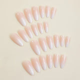 24-piece HSF Marketplace medium almond press-on false nails with handmade ombre design, reusable manicure tips