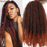 Marley Twist Braiding Hair Pre Stretched 1- 6 Packs Ombre Afro Kinky Curly Crochet Hair for Faux Locs Jumbo Marley Twists Hair