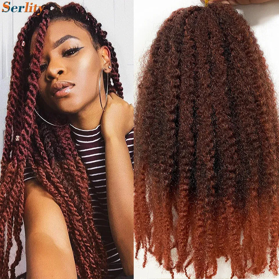 Marley Twist Braiding Hair Pre Stretched 1- 6 Packs Ombre Afro Kinky Curly Crochet Hair for Faux Locs Jumbo Marley Twists Hair