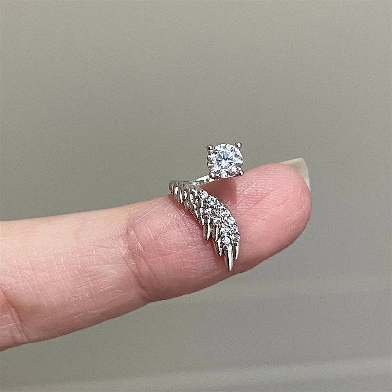 Silver wing 316L stainless steel ear bone nail with rhinestones, HSF Marketplace jewelry for women