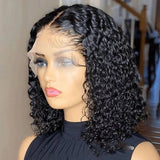 Kinky curly lace front human hair wig by HSF Marketplace, ready-to-wear wet and wavy water wave style for women.