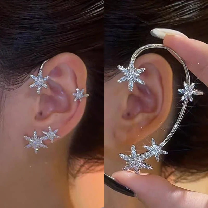 Luxury crystal tassel clip earrings for women with sparkling design, by HSF Marketplace