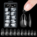 Short almond soft gel full cover false nail tips for acrylic nails, salon and home press-on use