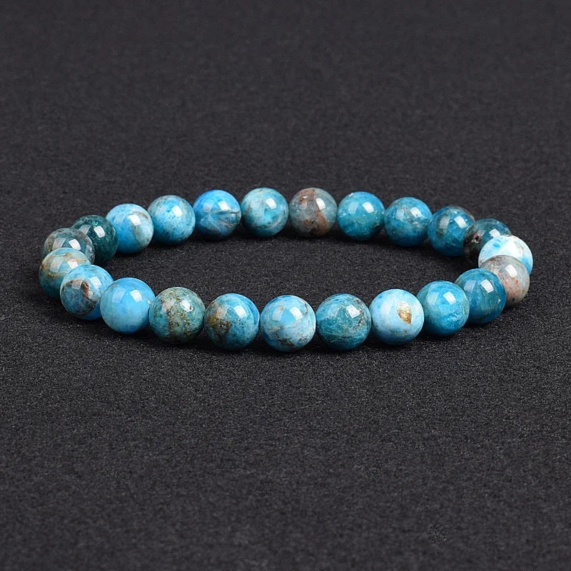 Genuine Natural Stone Bracelet Apatite Lapis Lazuli Agate Crystal Tiger Eye High Quality Gem Beads Bracelet Homme Jewelry Bangle