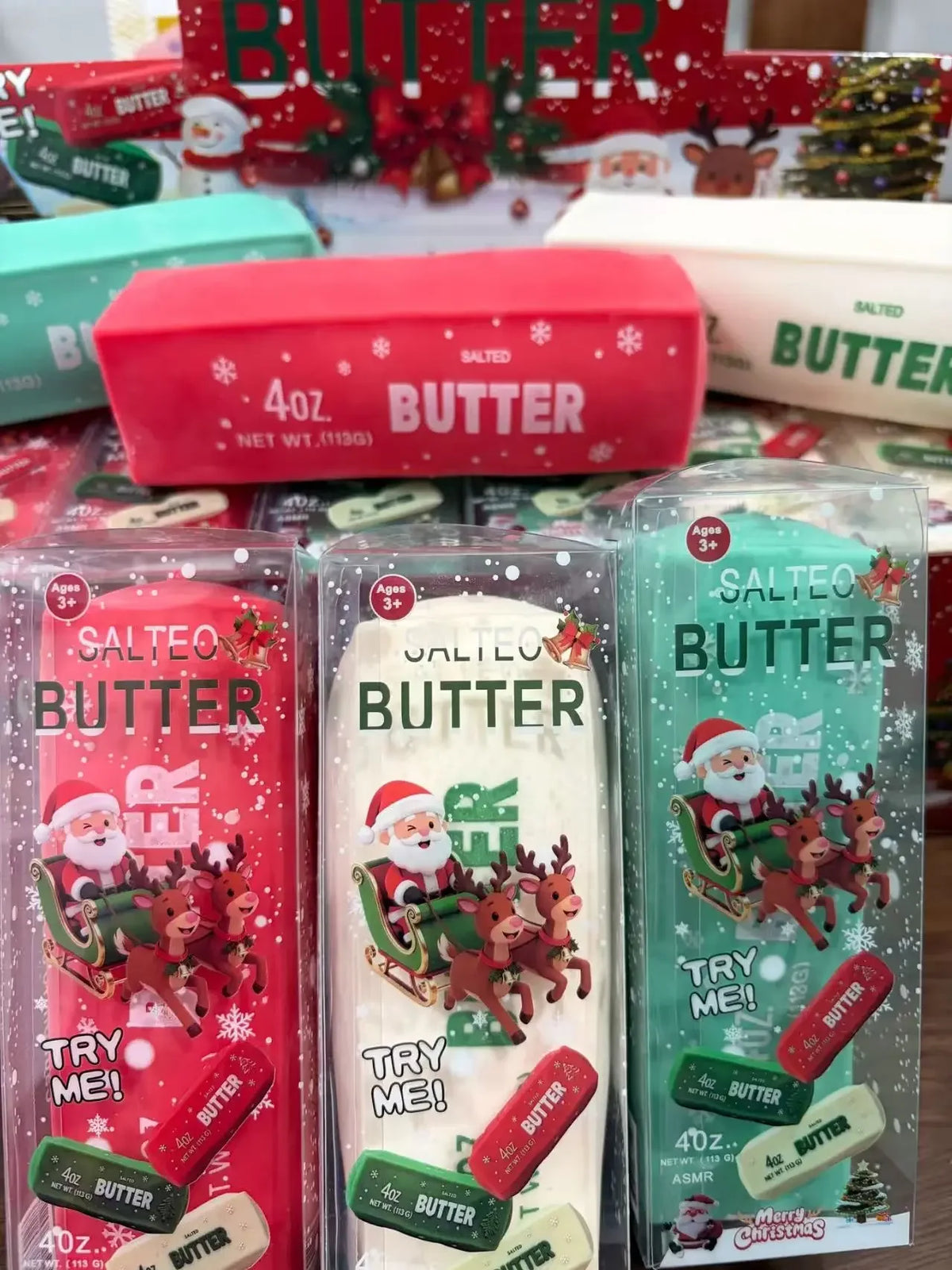 New Christmas Butter Stick Squishy Toy Building Block Fidget Toy Super Soft Slow Rising Squeeze Stress Relief Sensory Toy