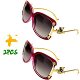 Women's oval retro sunglasses with gold fox design by HSF Marketplace
