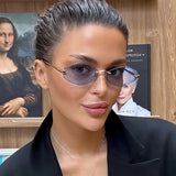 Elegant frameless rhombus-shaped women's sunglasses by HSF Marketplace with UV400 protection and a versatile classic design.