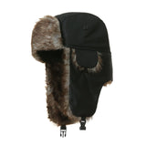 Unisex Russian faux fur trapper cap with earflaps, aviator trooper winter hat for women and men