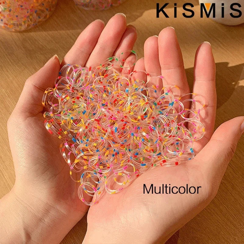 1000Pcs/Pack Disposable Rubber Hair Ties for Girls No Hurt Soft Baby Headband Colorful Elastic Hair Bands for Kids