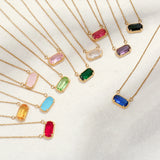 Women's vintage birthstone necklace with stainless steel pendant by HSF Marketplace