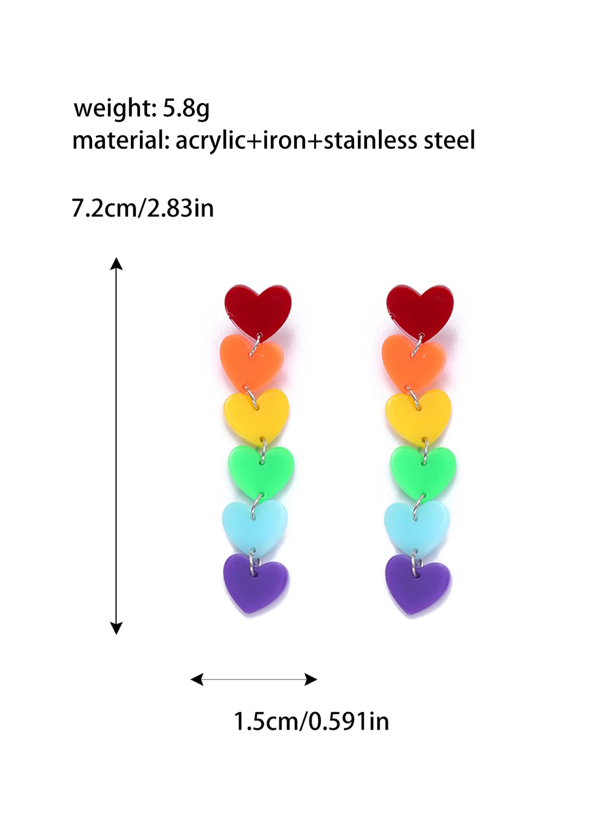 1pair Joyful Celebration Acrylic Rainbow Colors Drop Earrings for Women LGBT Lover Party Pride Month Jewelry Accessories