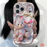 Rhinestone bear phone case for iPhone 11–18 Pro Max by HSF Marketplace