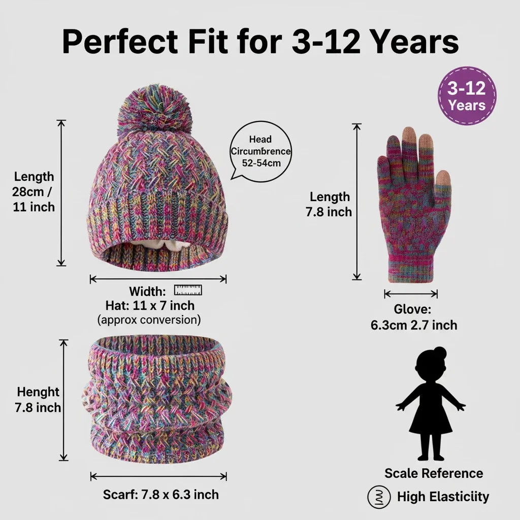Kids' solid color fleece hat, scarf and gloves winter set by HSF Marketplace
