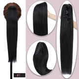 SEGO human hair straight ponytail extension claw clip in blonde brown