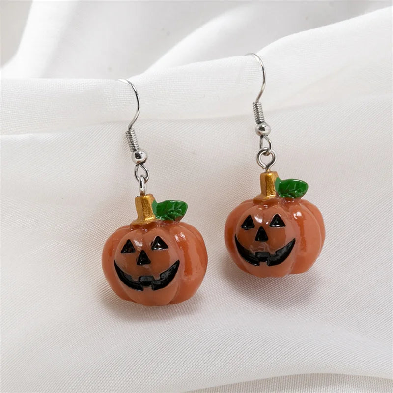 1pair Halloween Pumpkin Dangle Earrings Jewelry for Women Girls Resin Pumpkin Drop Earrings Jewelry Gifts