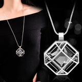 Long geometric chain necklace for women featuring pendant, fashion jewelry from HSF Marketplace, stylish maxi collar accessory.