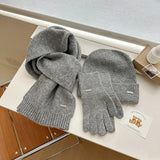 Wool knitted winter hat, scarf, and gloves set by HSF Marketplace in a coordinated warm style