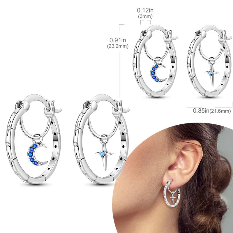 925 sterling silver hoop earrings with zirconia, hypoallergenic jewelry for women and girls