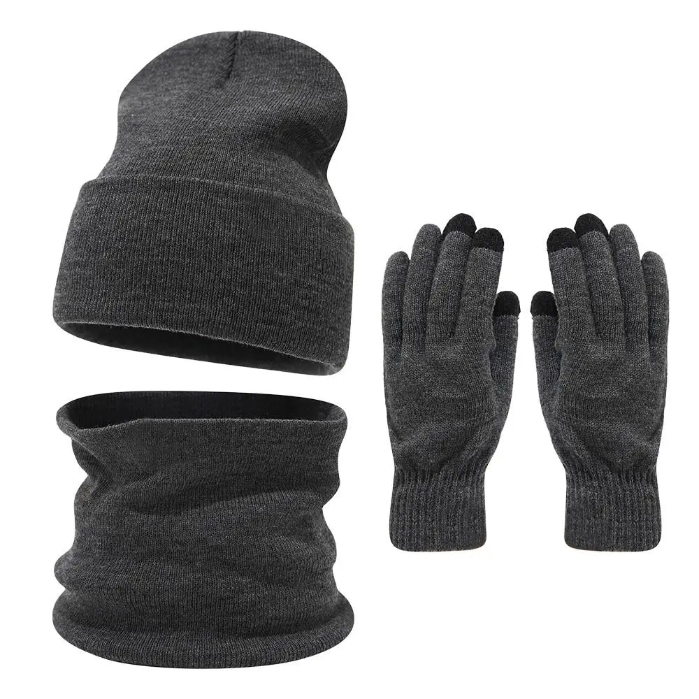 Warm knit beanie, scarf and gloves set for men and women by HSF Marketplace