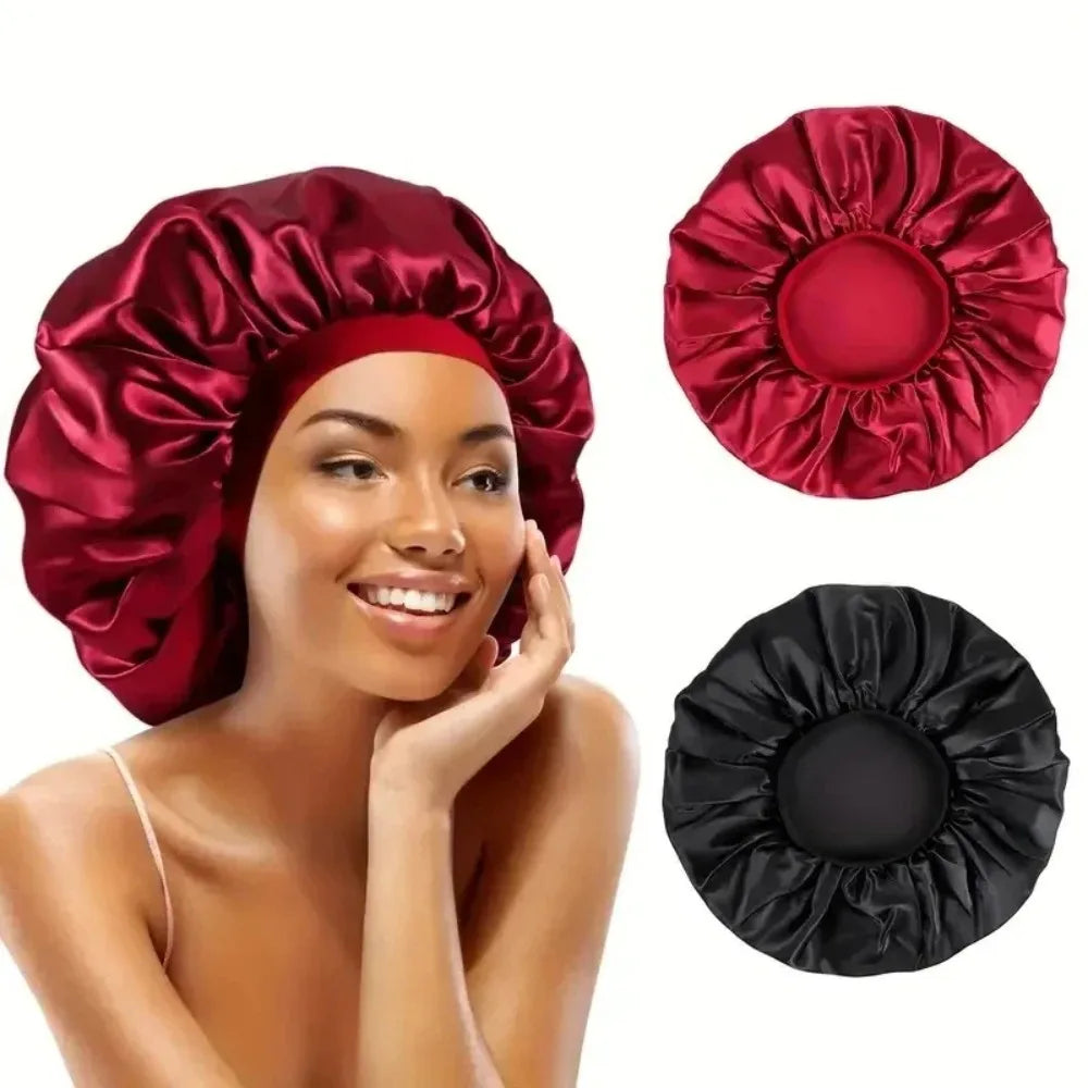 Satin sleep bonnet for curly hair, smooth silk-style cap by HSF Marketplace