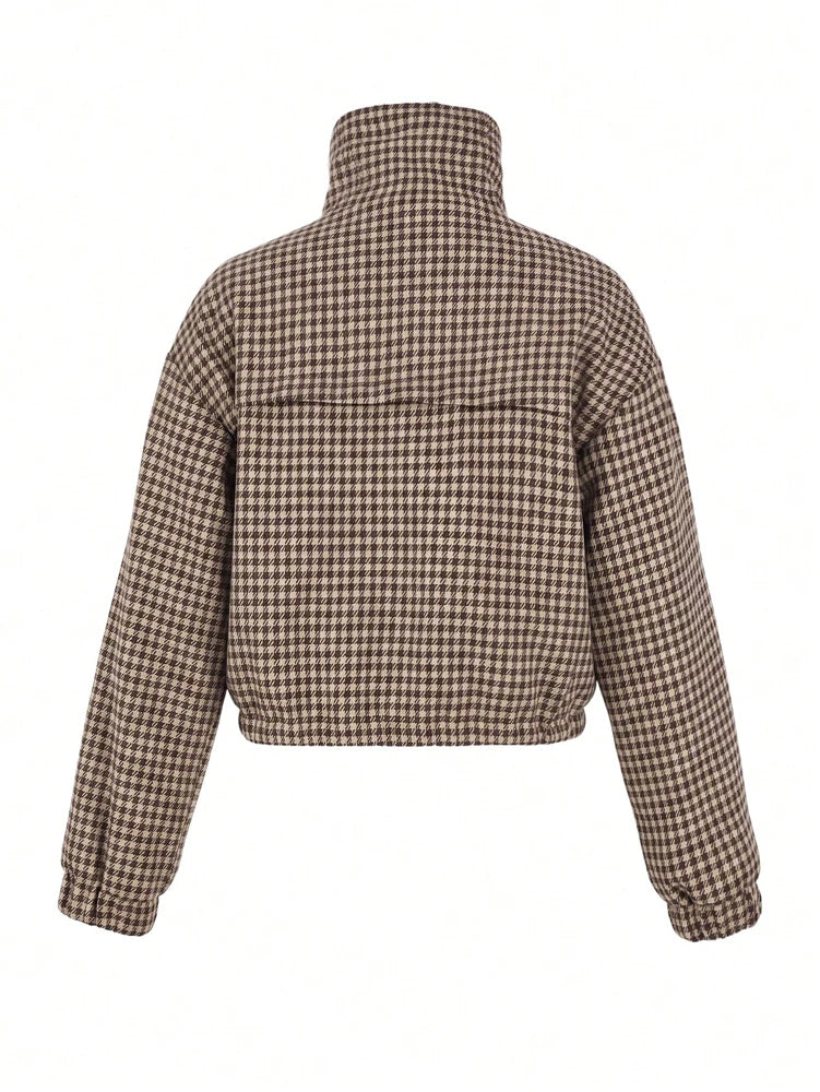 Women's houndstooth cropped jacket by HSF Marketplace for fall and winter style