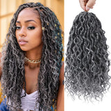 14-inch faux locs crochet hair with curly ends, synthetic goddess locs in an 8-pack for black women, boho crochet braiding style.