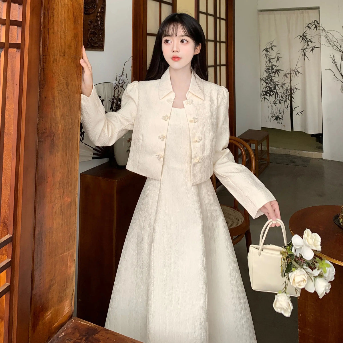 Chinese-style autumn winter dress for city walks, K-Culture fashion by HSF Marketplace