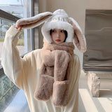 Women's 3-in-1 hooded scarf set, warm windproof winter hat and scarf by HSF Marketplace