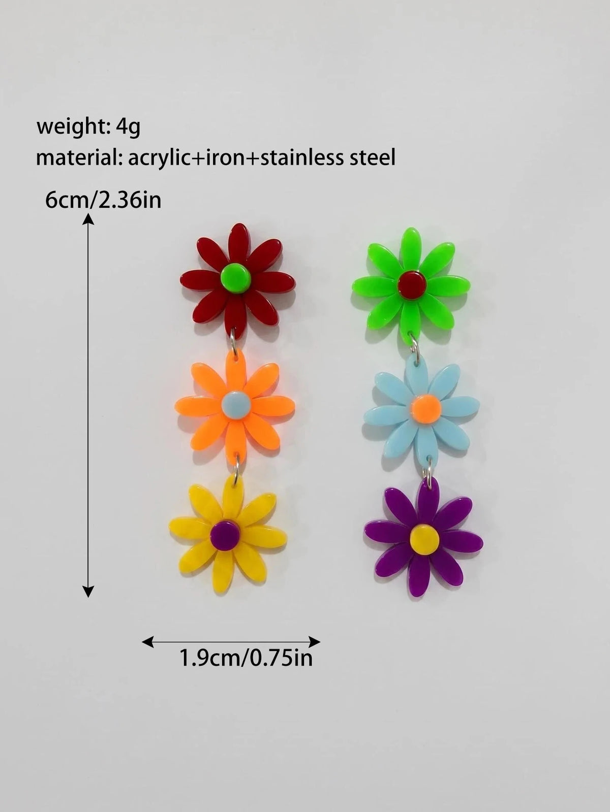 1pair Joyful Celebration Acrylic Rainbow Colors Drop Earrings for Women LGBT Lover Party Pride Month Jewelry Accessories