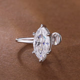 1-carat marquise cut solitaire moissanite open ear cuff, S925 silver no-piercing earring with certificate