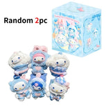 Sanrio Family Fox Island blue flutter vinyl plush blind box pendant featuring Hello Kitty or Kuromi cartoon character