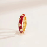 925 Sterling Silver Open Finger Ring Golden Enamel Donut Dazzling Geometric Punk For Women Jewelry Gift Dropship Wholesale