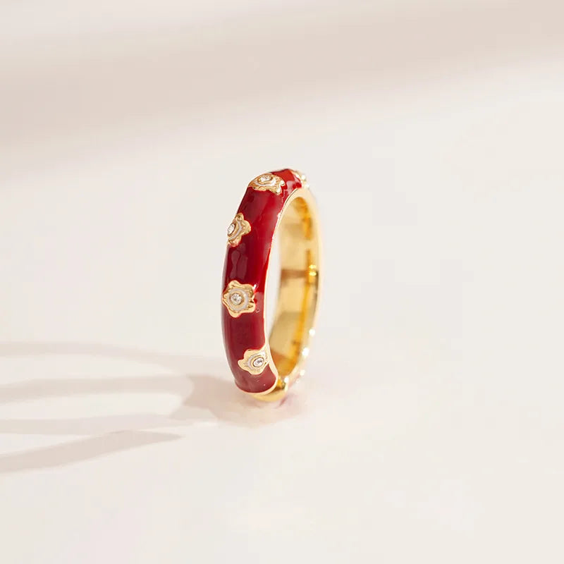 925 Sterling Silver Open Finger Ring Golden Enamel Donut Dazzling Geometric Punk For Women Jewelry Gift Dropship Wholesale