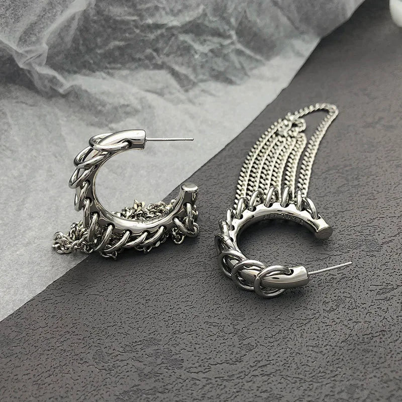 European and American exaggerated long fringe earrings for women, statement temperament jewelry accessories