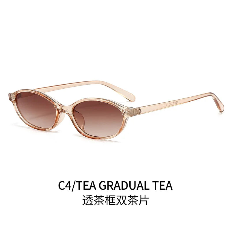 Retro oval frame sunglasses with small punk cat eyes design, sunshade and sun protection glasses in trendy fashion by HSF Marketplace.