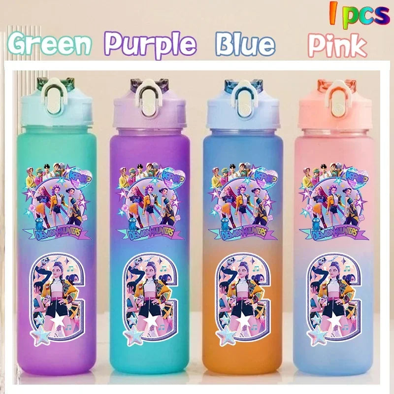 Kpop Demon Hunters gradient color water cup with straw, 750ml HSF Marketplace K-culture merch