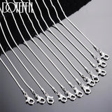 Sterling silver snake chain necklace in various lengths, 1.2mm thickness, for women and men, showcasing a shiny, smooth jewelry design.