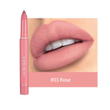 Cherry red matte lipstick and lip liner pencil from HSF Marketplace, featuring natural nude pink shades for lip contouring and plumping.