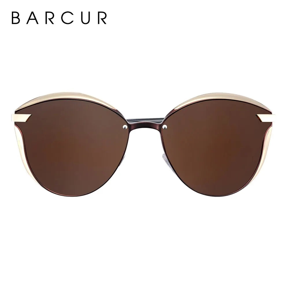 HSF Marketplace BARCUR Style polarized sunglasses for women, round frame with UV protection, fashionable eyewear accessory.