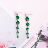Women's Full Zircon Tassel Earrings Dangle Green Vintage Style Luxury Wedding Jewelry Christmas Valentine's Day Gift Accessories