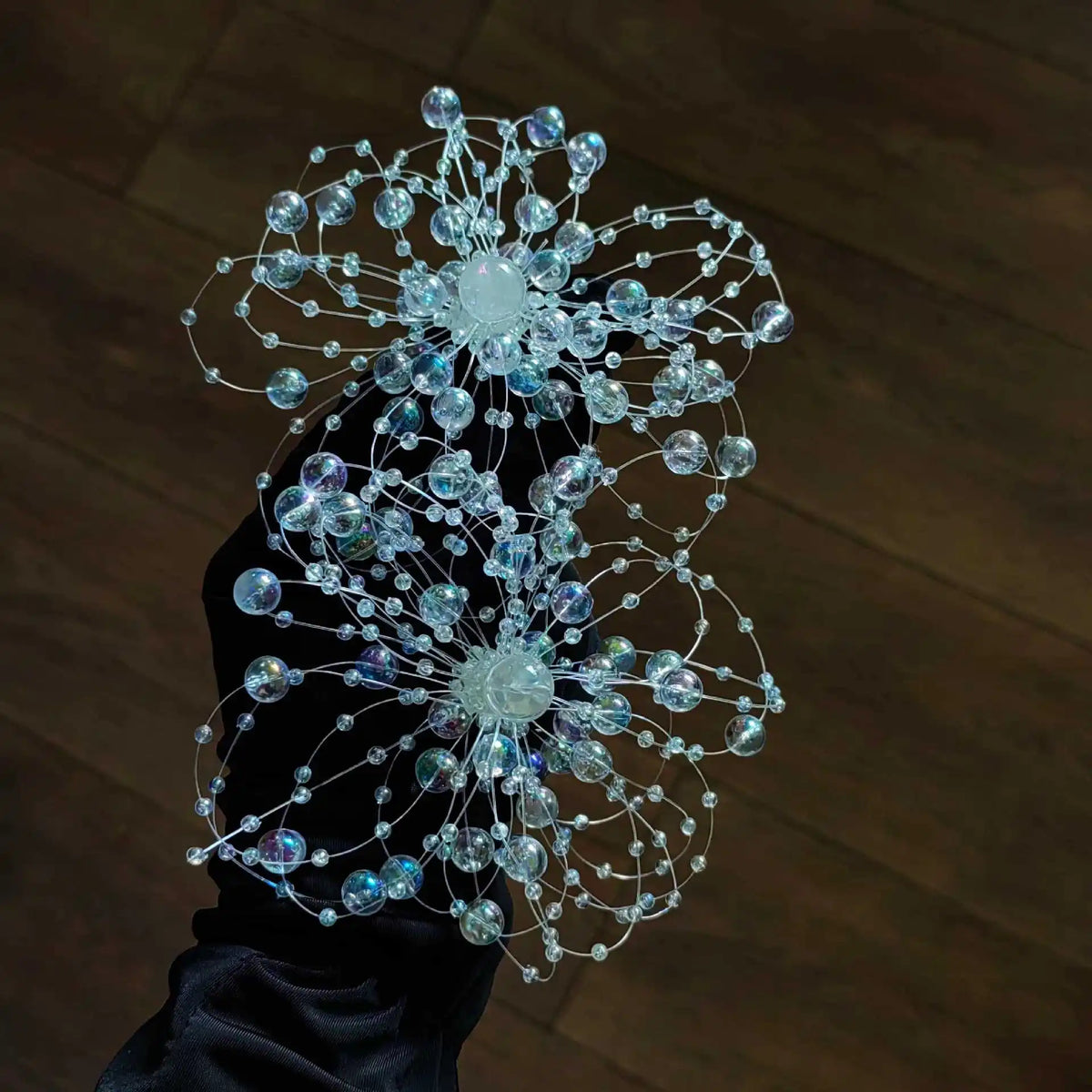 Sparkling snowflake crystal beaded flower stud earrings by HSF Marketplace for bridal wedding jewelry:VEVENT