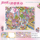 Kawaii 3D city scenery stickers by HSF Marketplace for DIY decor and gifts