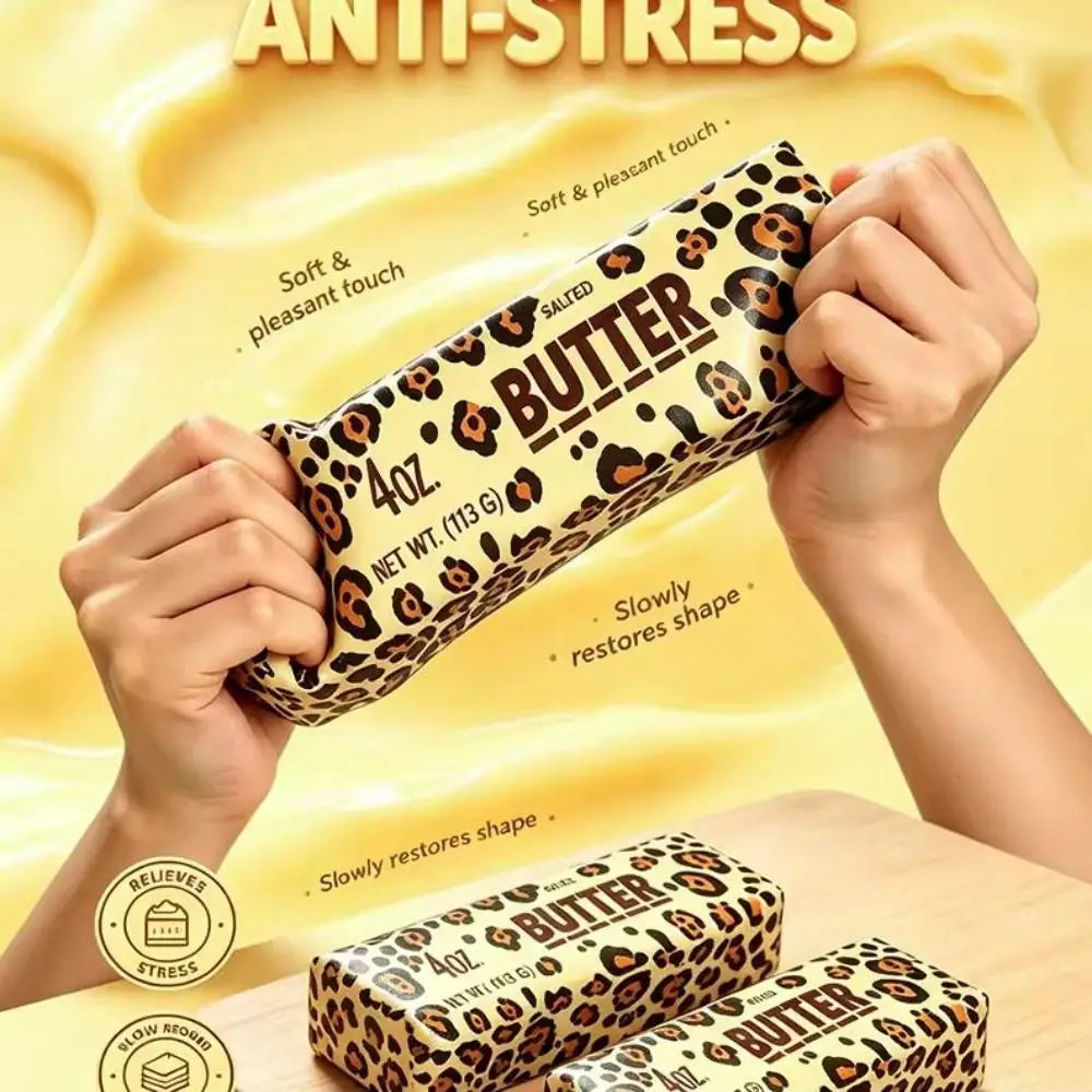 Leopard print sensory toy butter stick by HSF Marketplace, soft elastic 13.5cm squeeze candy butter bar for sensory play