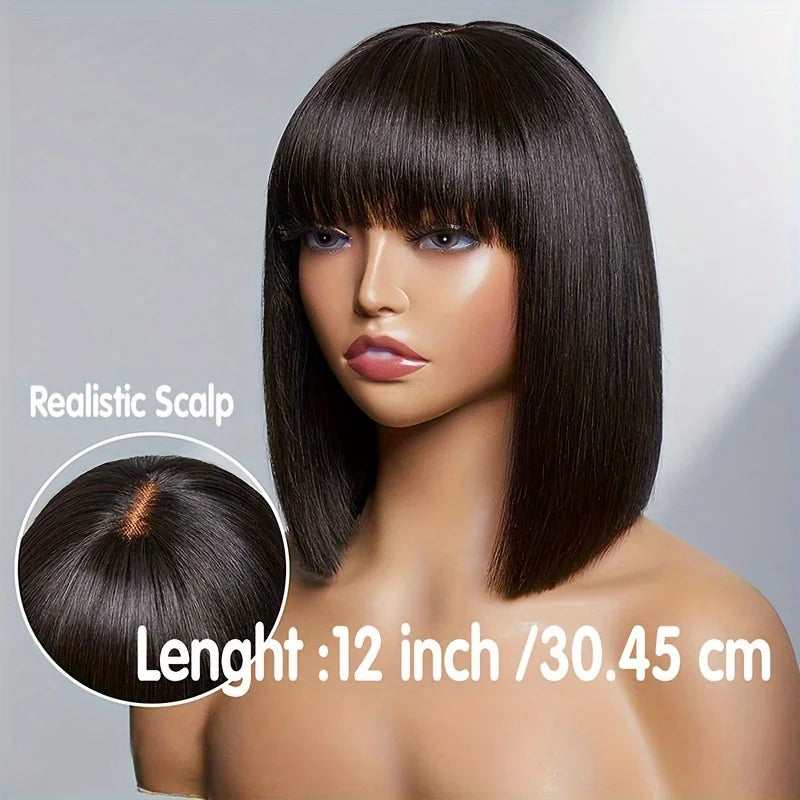 Rebecca human hair wig for women, straight bob style, ombre blonde and brown, lace part, Peruvian hair, natural realistic look.