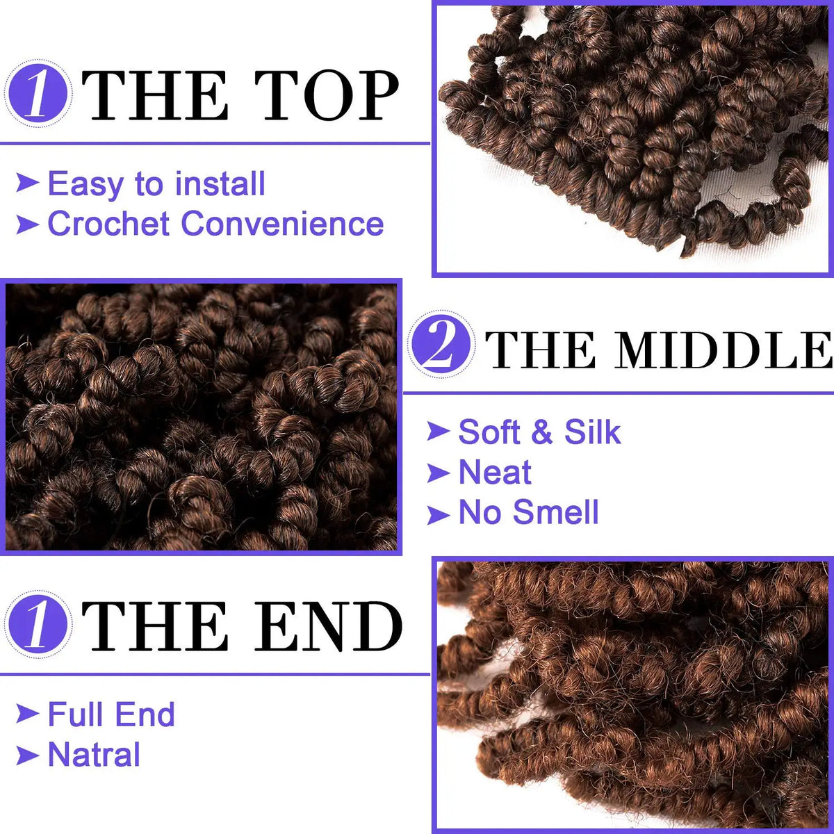10 Inch Short Curly Spring Pre-twisted Braids Synthetic Crochet Hair Extensions 15 Strands/Pack Ombre Crochet Twist Braids Hair